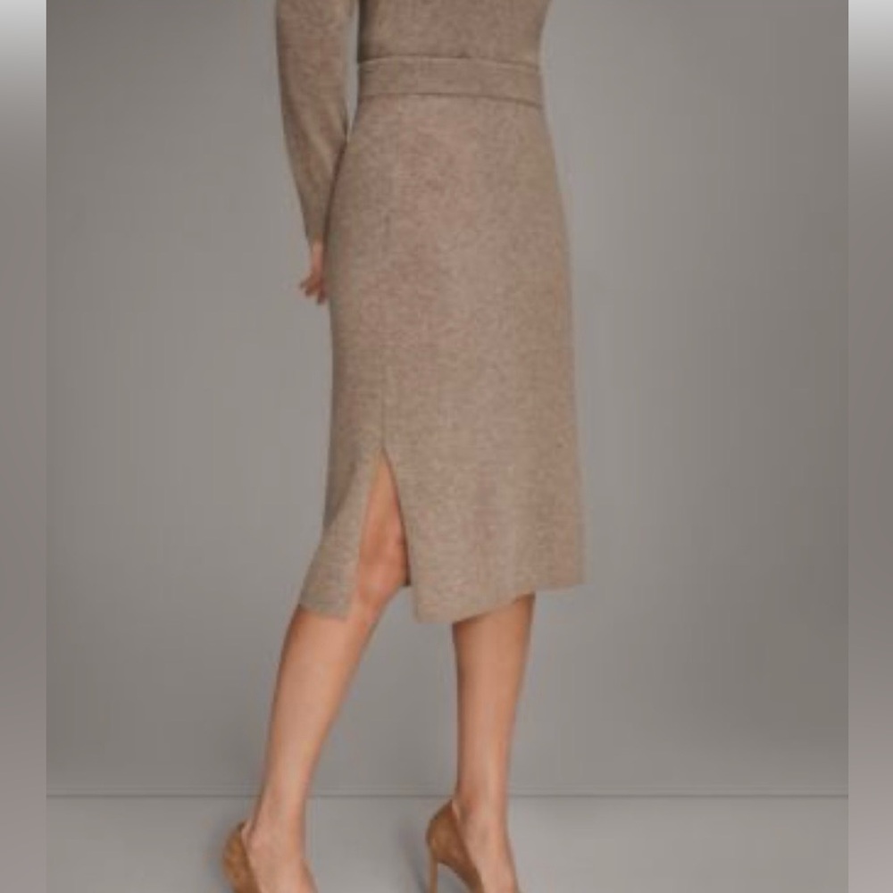 New Donna Karan Brown Pencil Skirt cashmere size L - Picture 2 of 15